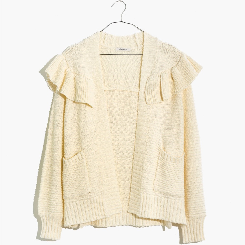 Madewell Ruffle Cardigan Sweater xxs